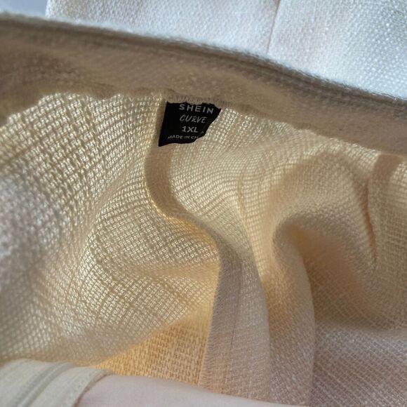 SHEIN Curve Cream Wide Leg Crop Linen Texture Pants 1XL - Picture 8 of 8